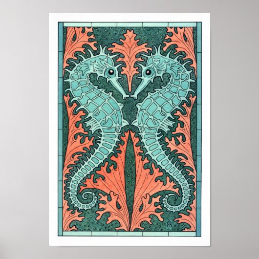 NEU! Jugendstil-Seepferde Poster (Vorne)