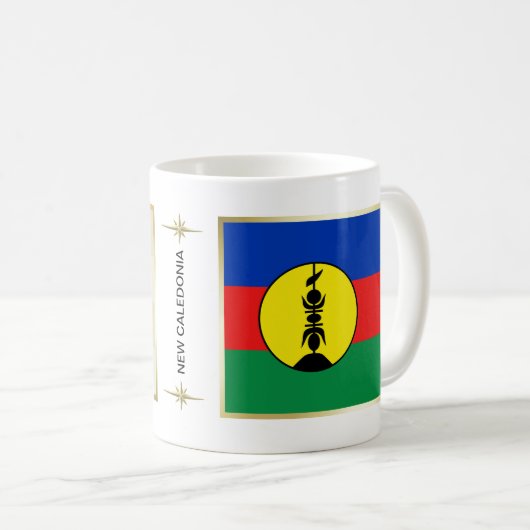 Neu-Kaledonien Flagge + Karten-Tasse Kaffeetasse (VorderseiteRechts)