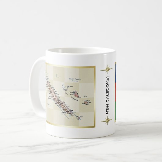 Neu-Kaledonien Flagge + Karten-Tasse Kaffeetasse (Vorderseite Links)