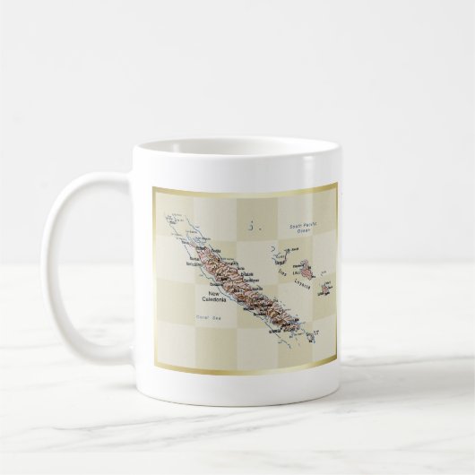 Neu-Kaledonien Flagge + Karten-Tasse Kaffeetasse (Links)