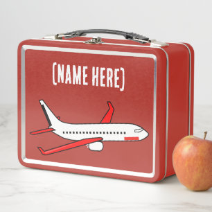 NEU! Lunchbox - Flugzeug (Name hinzufügen) Metal -