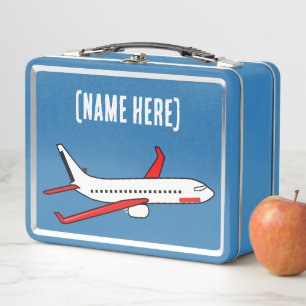 NEU! Lunchbox - Flugzeug (Name hinzufügen) Metal -