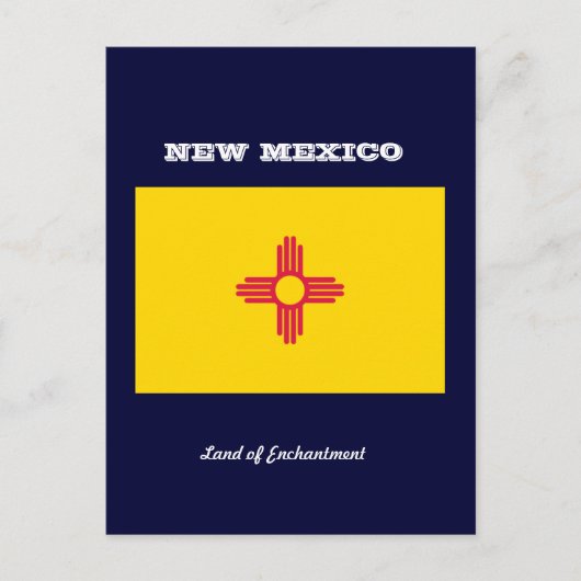 NEU MEXICO-FLAGGE UND SLOGAN POSTKARTE (Vorderseite)
