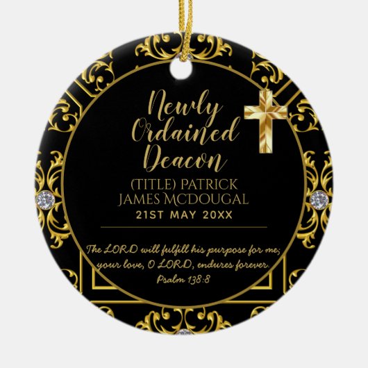 Neu Ordentetes Deacon-Geschenkbuch Verse Custom Keramik Ornament (Vorne)