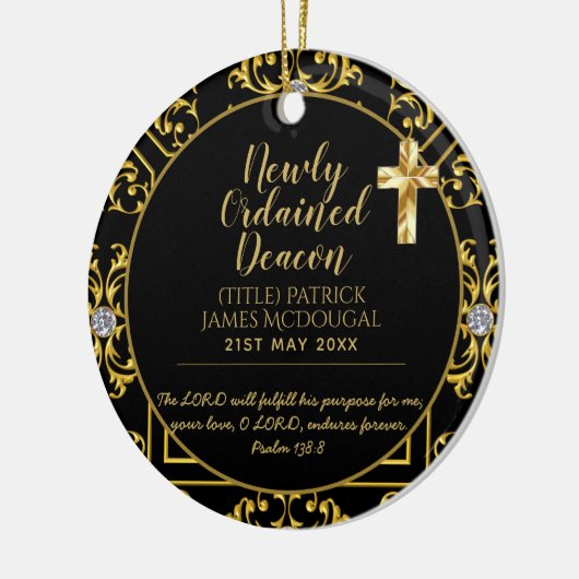 Neu Ordentetes Deacon-Geschenkbuch Verse Custom Keramik Ornament (Links)