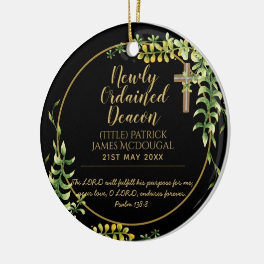 Neu Ordentetes Deacon-Geschenkbuch Verse Custom Keramik Ornament (Links)