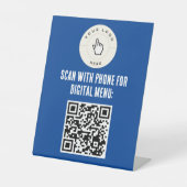 NEU! Pedestal Sign - 8"X10" - QR Code Menu - Blau Sockelschild (Vorderseite)