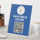 NEU! Pedestal Sign - 8"X10" - QR Code Menu - Blau Sockelschild (In SItu)