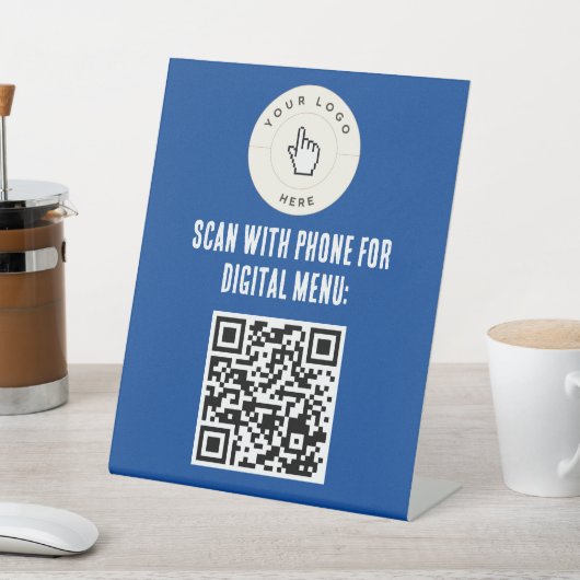 NEU! Pedestal Sign - 8"X10" - QR Code Menu - Blau Sockelschild (In SItu)