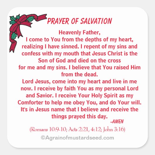 NEU! PRAYER DER SALVATION Weihnachten Quadratischer Aufkleber (Vorderseite)