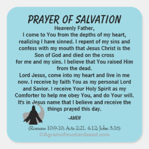 NEU! PRAYER OF SALVATION Stick mit Jesus! Quadratischer Aufkleber