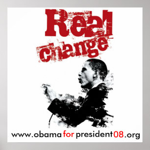 NEU Real Change_RED, www.obama, für, Präsident, .. Poster