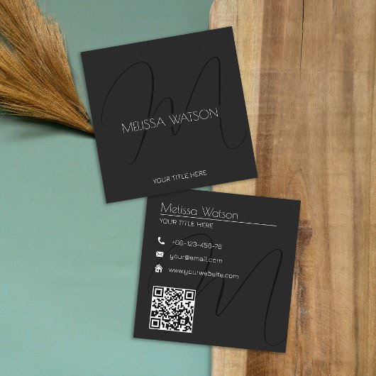 Neu schwarzer Minimaler moderner QR-Code Quadratische Visitenkarte