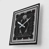 Neu sehr Art Deco (silber/schwarz) Quadratische Wanduhr (Winkel)
