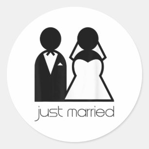 Neu verheiratet, die Braut und der Bauernhof sind  Runder Aufkleber