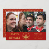 Neu verheiratete Diwali Foto Grußkarte - Benutzerd Ankündigung (Vorne/Hinten)