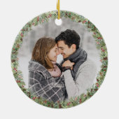 Neu verheiratete erste Weihnachtswinterhütte Keramik Ornament (Hinten)