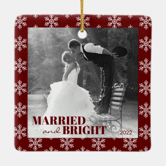 Neu verheiratete Erste Weihnachtszeit Verheiratet Keramikornament (Rückseite)