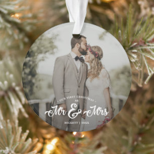 Neu verheiratete First Christmas Mr. & Mrs. Foto Ornament