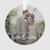 Neu verheiratete First Christmas Mr. & Mrs. Foto Ornament (Vorderseite)