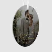Neu verheiratete First Christmas Mr. & Mrs. Foto Ornament (Vorderseite)