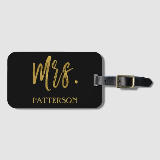 Neu verheiratete Frau Nachname Gepäckmarke Gepäckanhänger (Vorderseite (Horizontal))