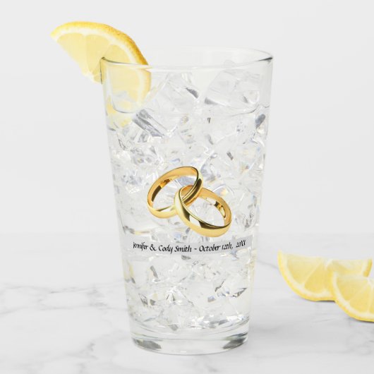 Neu verheiratete Geschenknamen & Termine Glas (Vorderseite Ice)