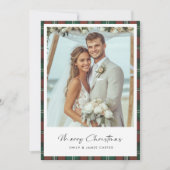 Neu verheiratete Karierte Weihnachtsfeier Feiertagskarte (Vorderseite)