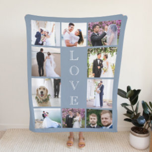 Neu verheiratete Liebe 10 Foto Collage Dusty Blue  Sherpadecke