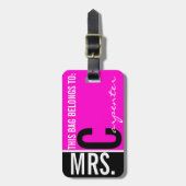 Neu verheiratete MRS. Monogram Custom BLUE Tag Gepäckanhänger (Vorderseite vertikal)