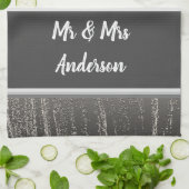 Neu verheiratete Paare ernennen Elegante Silberstr Geschirrtuch (Gefaltet)