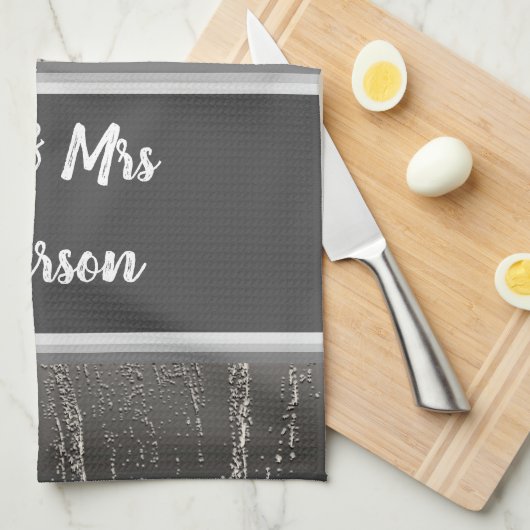 Neu verheiratete Paare ernennen Elegante Silberstr Geschirrtuch (Viertel Falte)