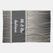 Neu verheiratete Paare ernennen Elegante Silberstr Geschirrtuch (Horizontal)