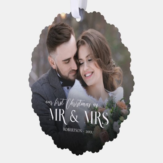 Neu verheiratetes 2. Foto Ornament Karte (Links)