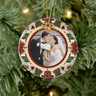 Neu verheiratetes erstes Weihnachtsgeschenk Foto Keramik Ornament