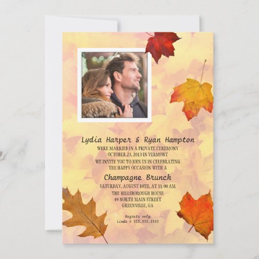 Neu verheiratetes Foto Empfang nur Party Fall Them Einladung (Vorderseite)