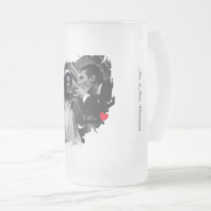 Neu verheiratetes Foto Mattglas Bierglas