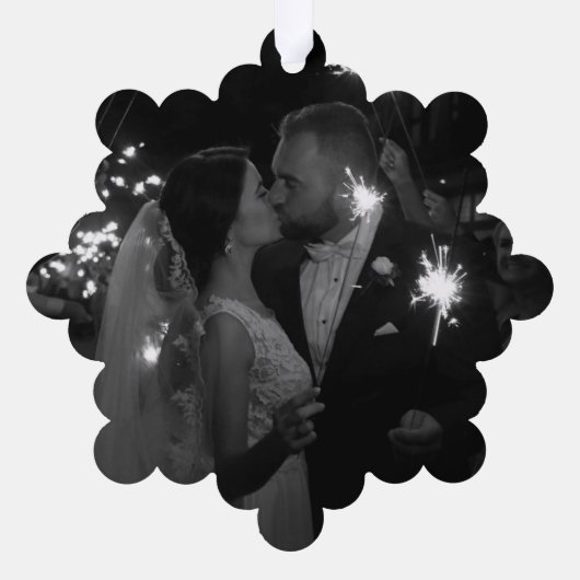 Neu verheiratetes Foto Ornament Karte (Rückseite)