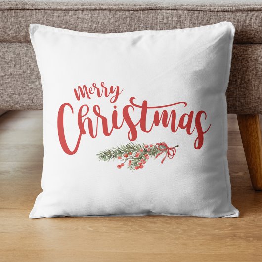 Neu verheiratetes Foto Pine Wreath Kissen