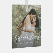 Neu verheiratetes Foto Unser erstes Weihnachtsfest Ornament Aus Glas (Vorderseite Rechts)