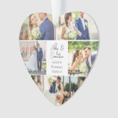 Neu verheiratetes Paar Foto Collage Herz geformt Ornament (Vorderseite)