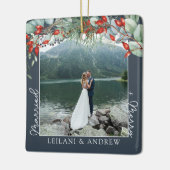 Neu verheiratetes Weihnachtsgebäck Foto Watercolor Keramikornament (Links)
