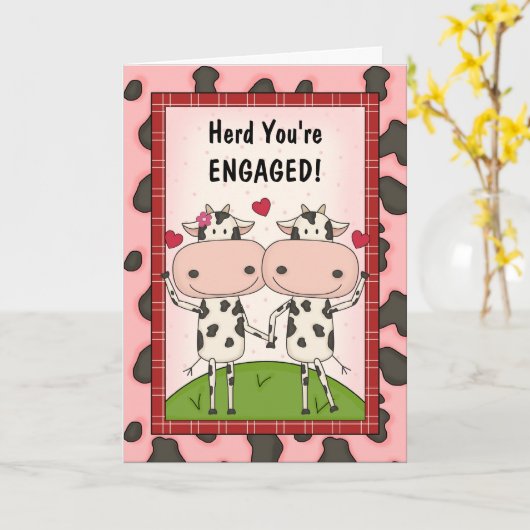 Neu Verlobte Funny Cattle Karte (Gelbe Blume)