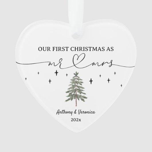 Neu vermählt unsere ersten Weihnachten als Mr & Mr Ornament (Vorderseite)
