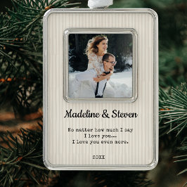 Neu vermählte Elegantes Modern Wedding Foto Rahmen-Ornament Silber