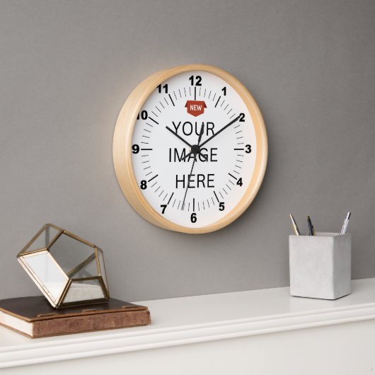 NEU! Wall Clock, 10" runder natürlicher Holzrahmen Uhr (Büro)