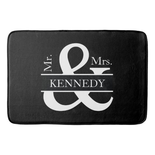 Neu Weds Custom Monogram Schwarz-weiß Badematte (Vorderseite)