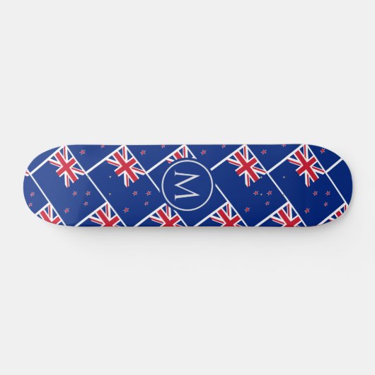 NEU ZEALAND Flag Aotearoa Custom MONOGRAMM Skateboard (Horizontal)