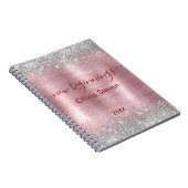 Neuanfang Blush Silber Faux Glitter Monogramm Notizblock (Rechte Seite)