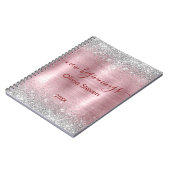 Neuanfang Blush Silber Faux Glitter Monogramm Notizblock (Linke Seite)